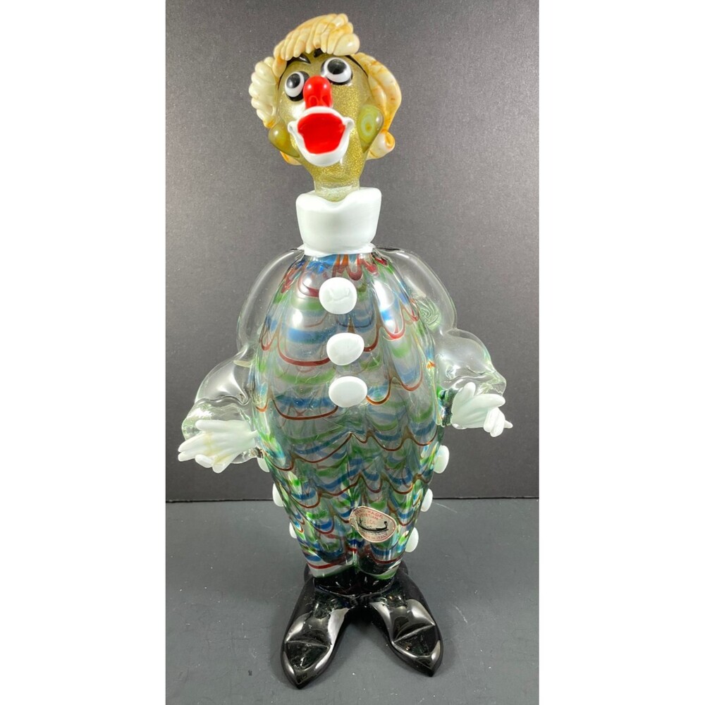 Art Glass Clown Decanter Bottle J.I Co Venetian Italy Hand Made Vintage Heavy
